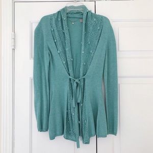 Anthropologie Blue Kose Knit Belted Cardigan